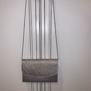 SASHA NY Silver sparkly Beaded Crossbody Clutch